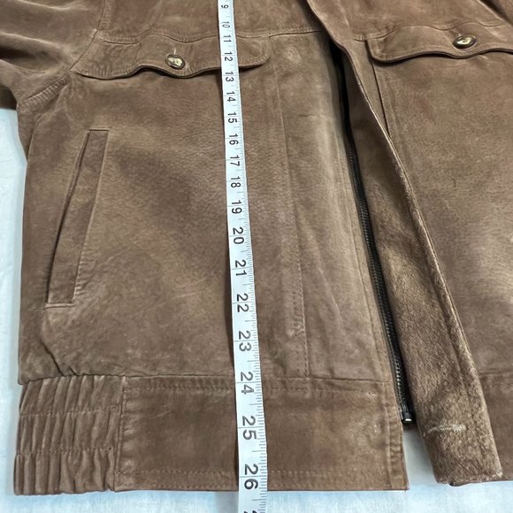 Boston Traders Men's Suede Bomber Jacket Brown Full Zipper Size L - Picture 7 of 10